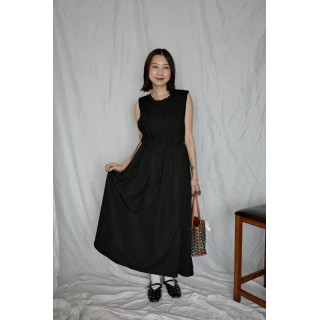 🇯🇵異材質拼接無袖洋裝/黑L