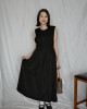 🇯🇵異材質拼接無袖洋裝/黑L