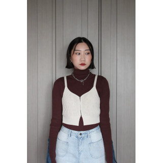 🇯🇵立體波浪感針織背心/米