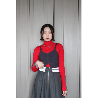 🇯🇵立體波浪感針織背心/米