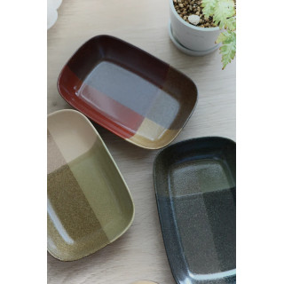 🇯🇵美濃燒釉料排列方形盤/三色