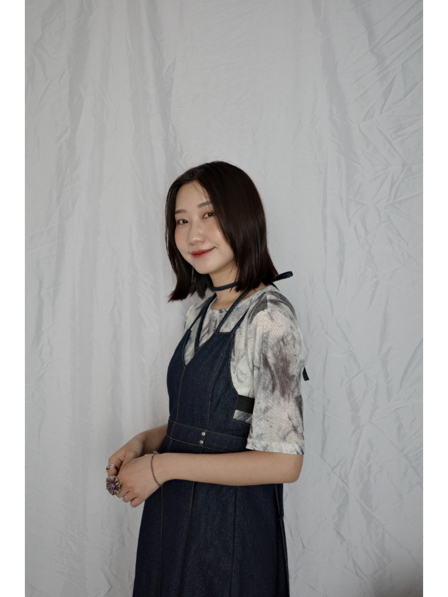 🇯🇵超舒適の渲染印花透透上衣/灰