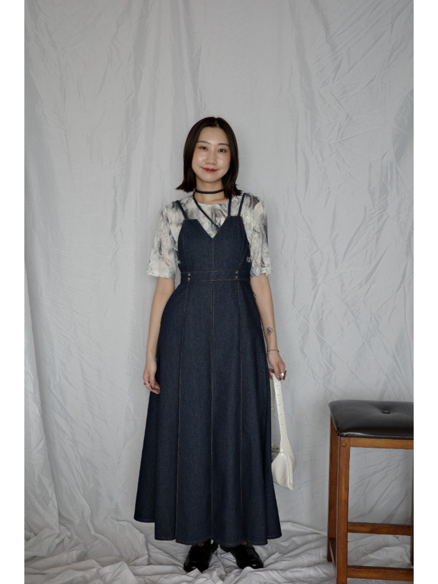 🇯🇵超舒適の渲染印花透透上衣/灰