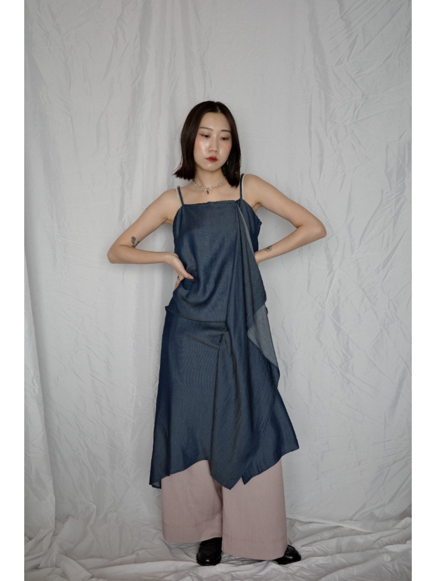 🇯🇵時髦感荷葉邊牛仔吊帶裙/S-L