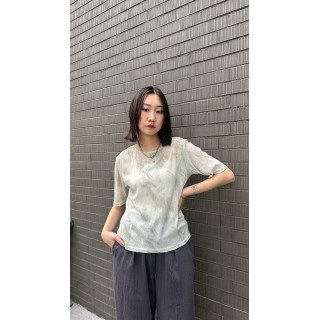 🇯🇵超舒適の渲染印花透透上衣/綠