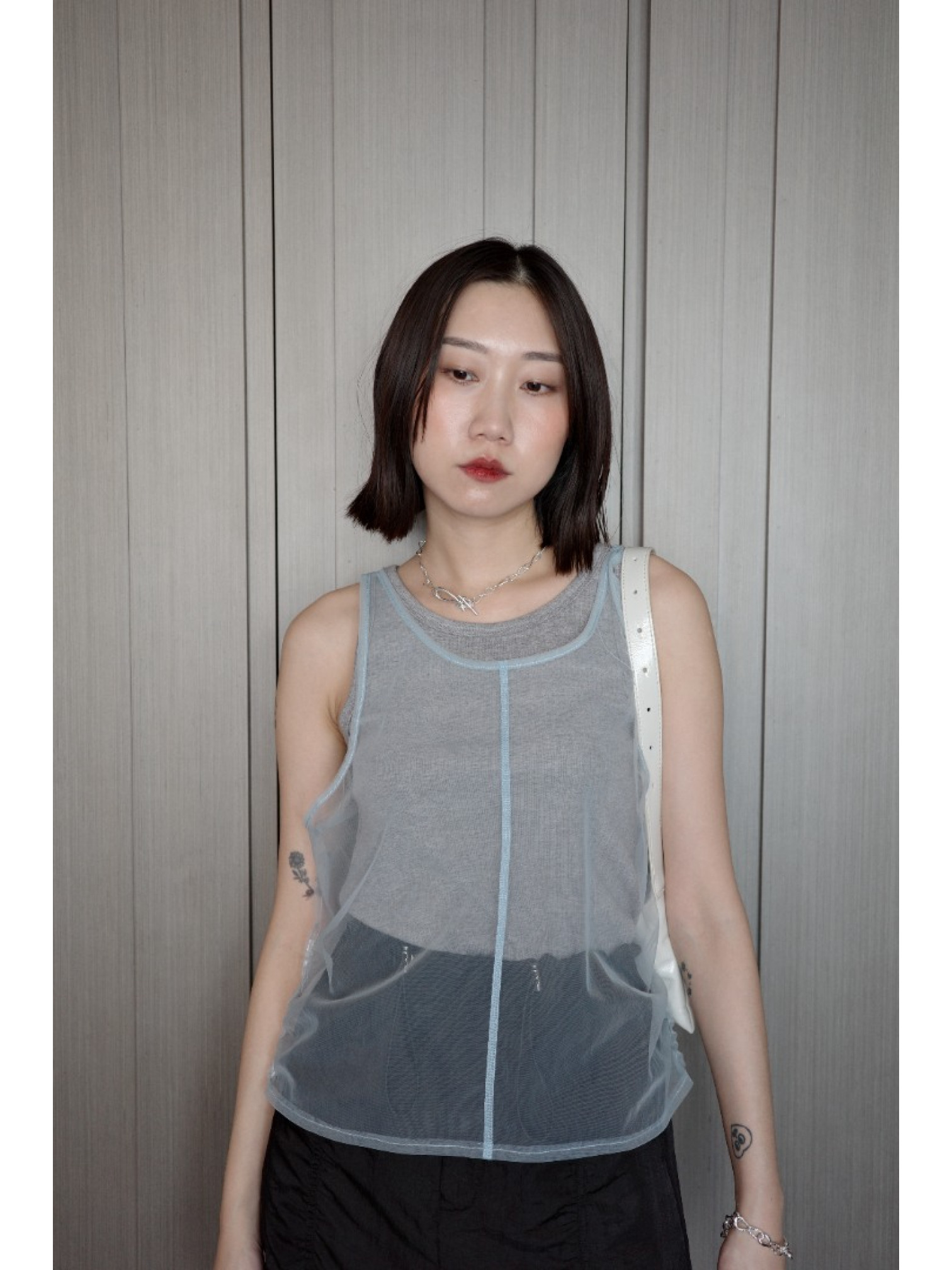 🇯🇵薄紗分層羅紋背心/三色