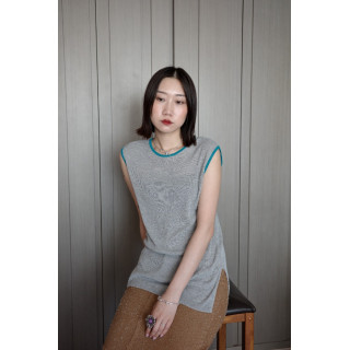 🇯🇵質感滾邊撞色針織背心/炭灰
