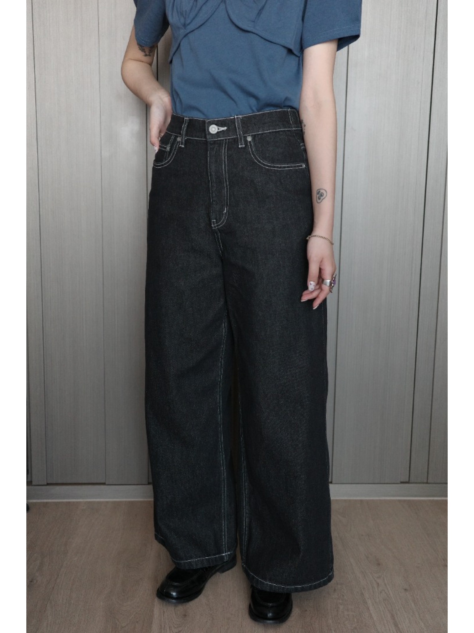 🇯🇵經典款縫線丹寧寬褲/兩色