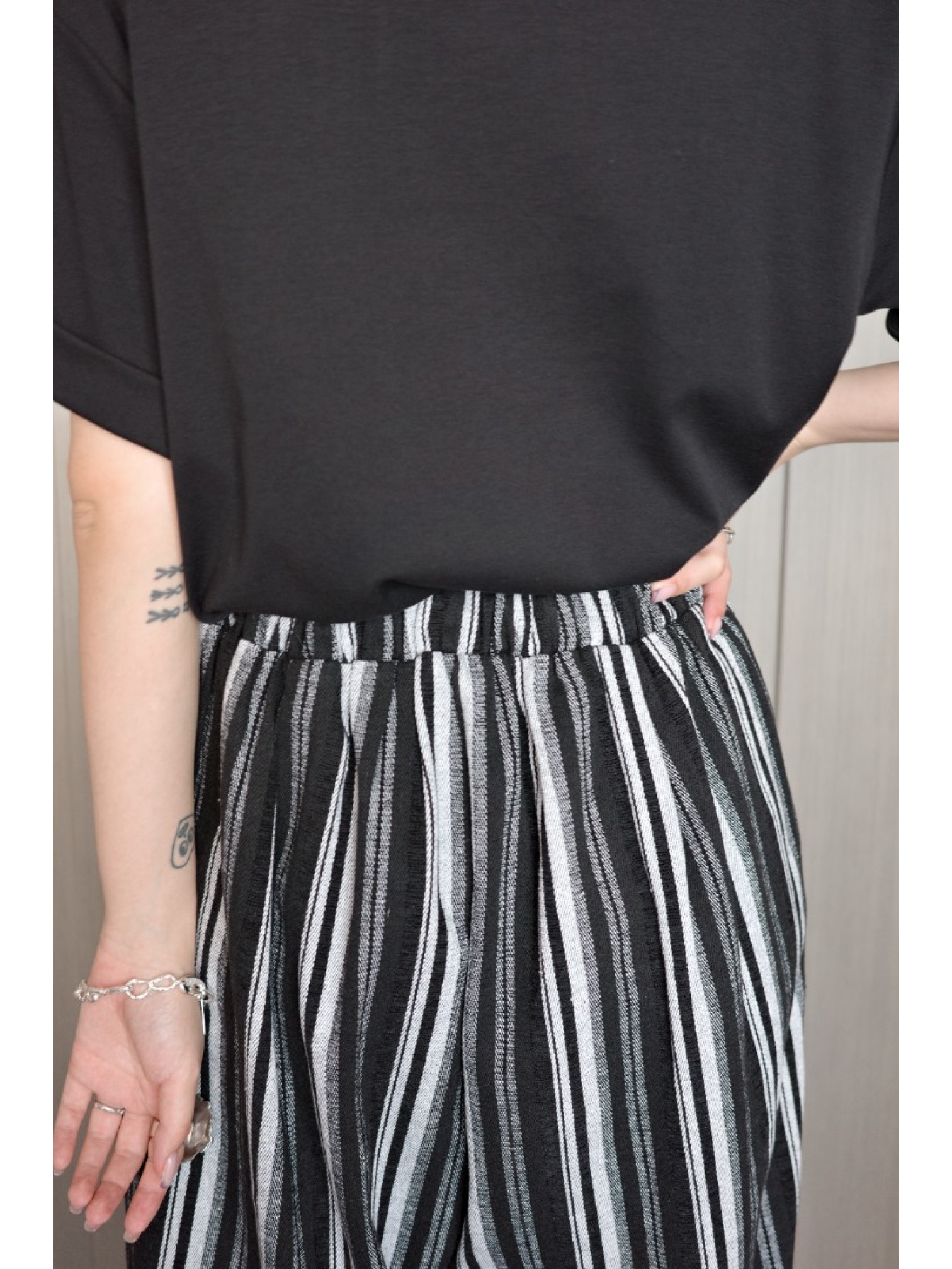 🇯🇵鬆緊條紋寬褲/M-L