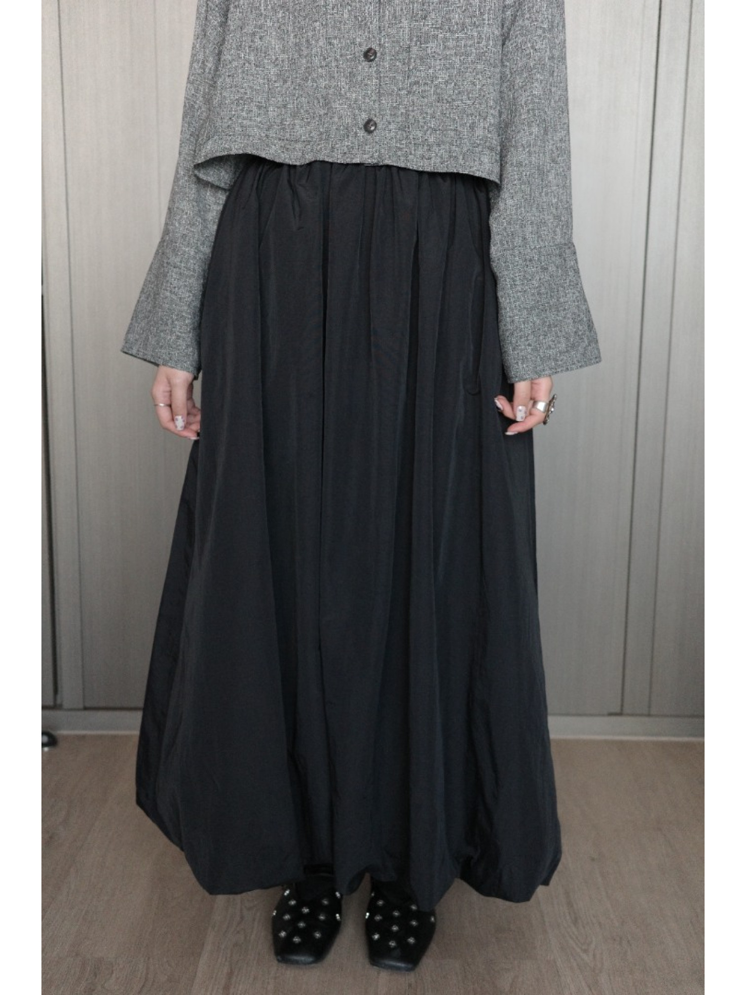 🇯🇵舒適尼龍氣球半身裙/黑