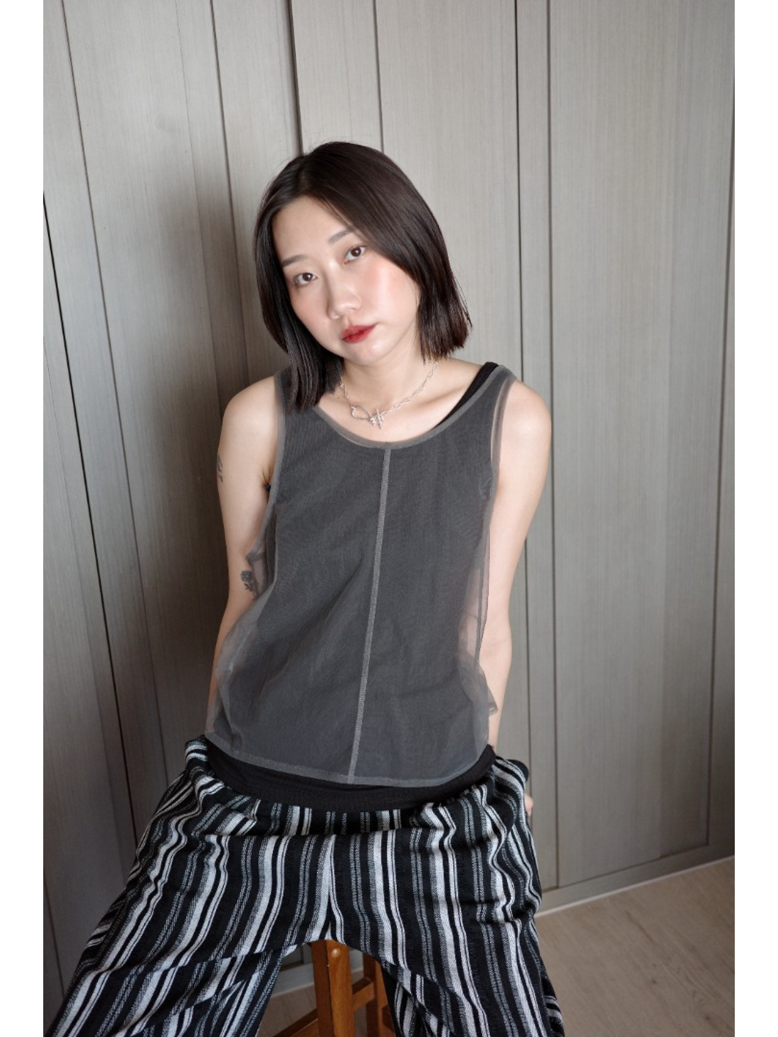 🇯🇵薄紗分層羅紋背心/三色