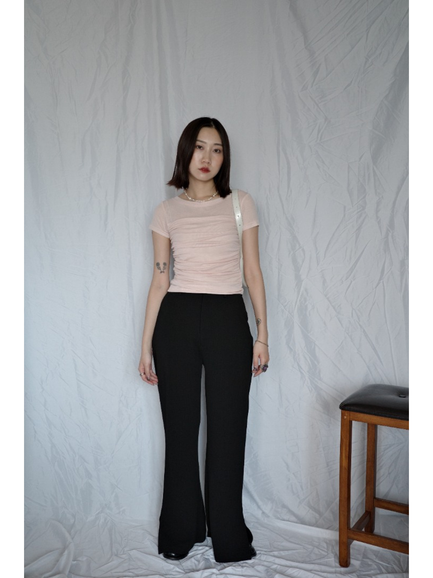 🇯🇵長腿必備の側開衩喇叭褲/L