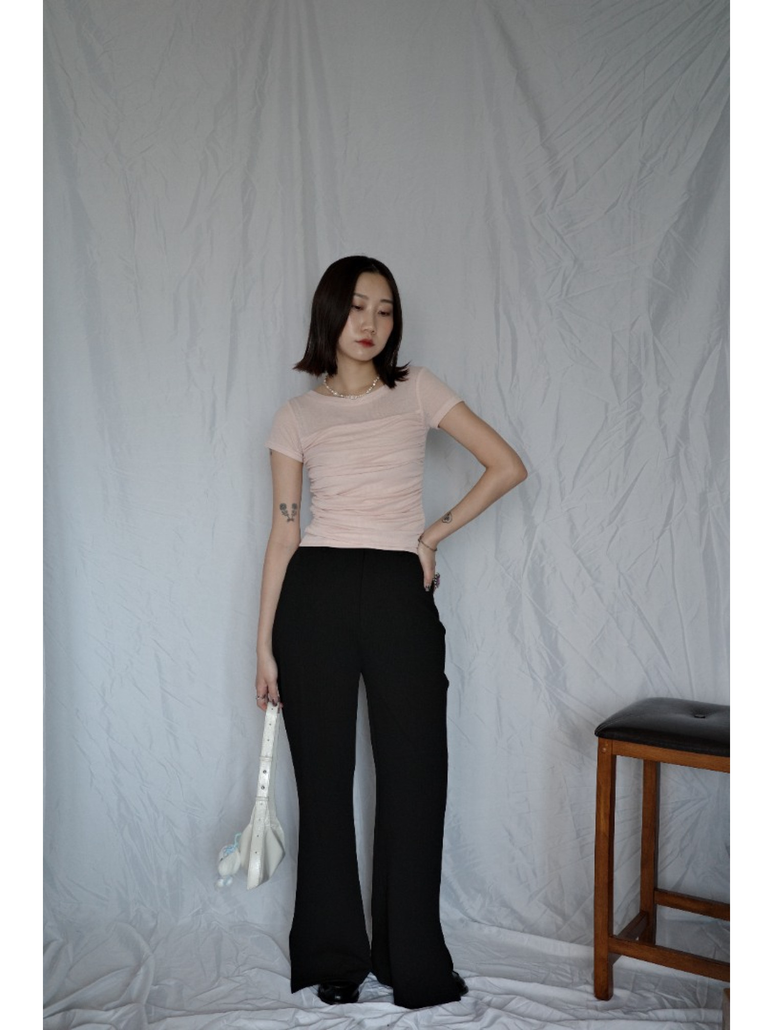 🇯🇵長腿必備の側開衩喇叭褲/L