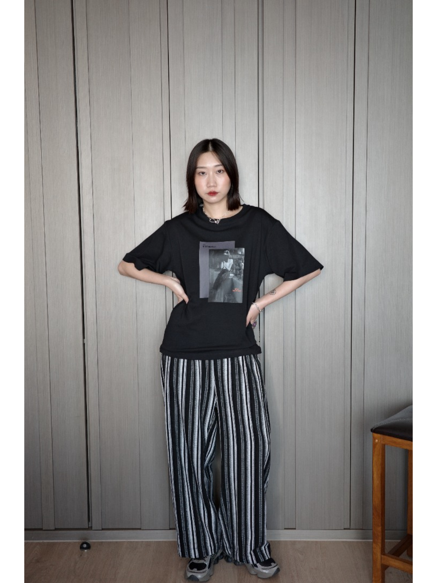 🇯🇵落肩相片印花短T/白