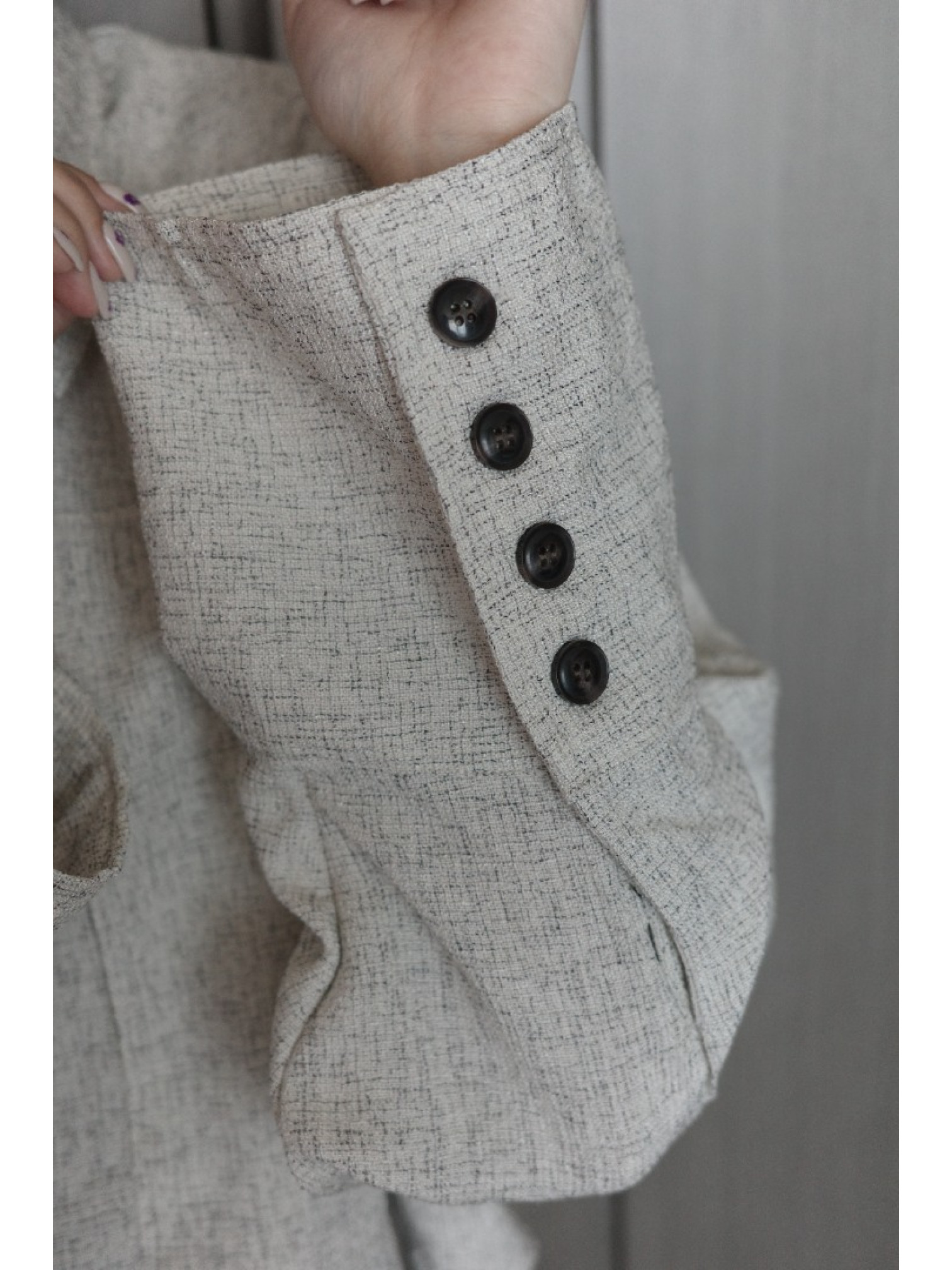 🇯🇵夏季斜紋寬袖口短版襯衫/棕