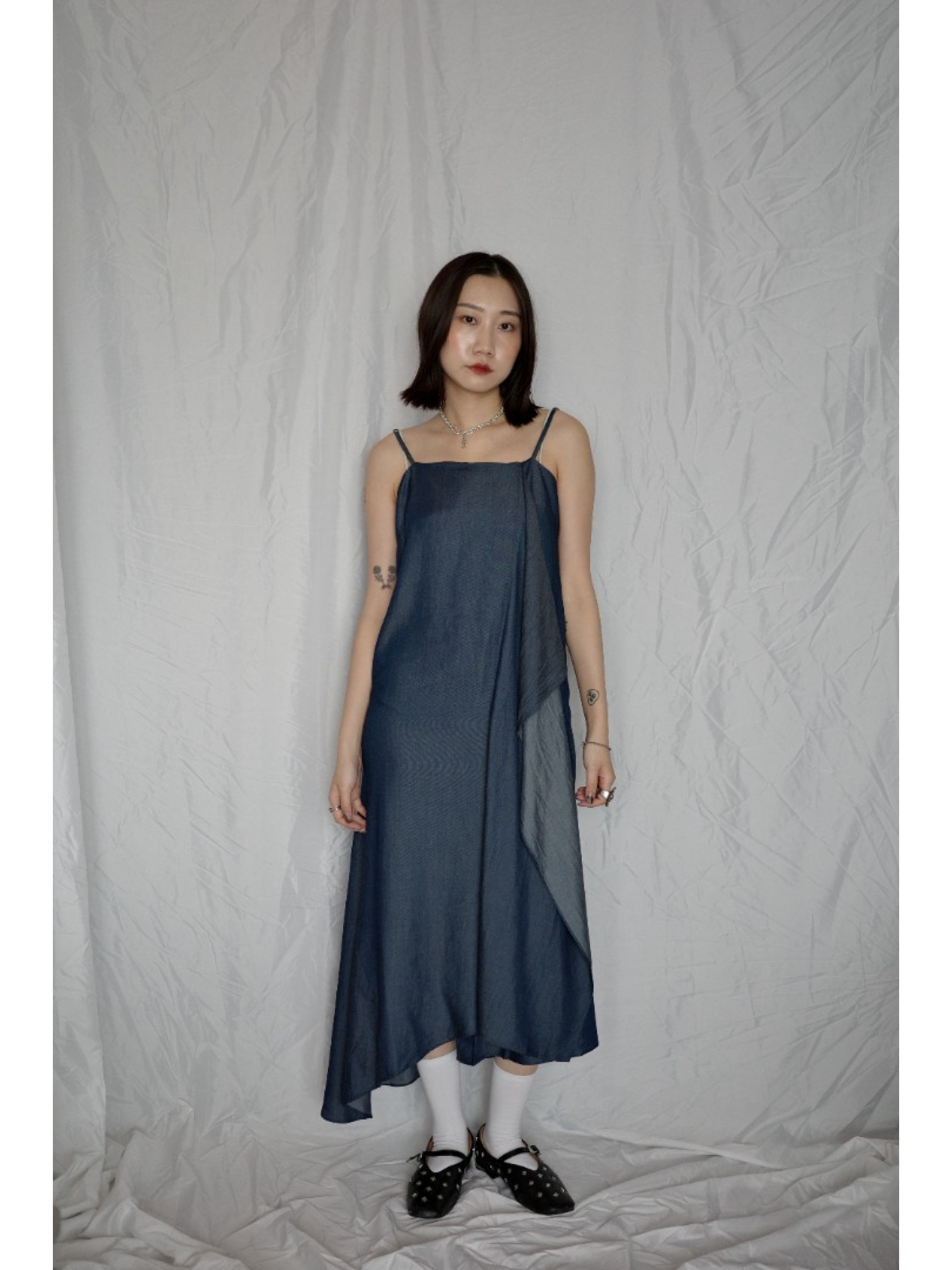 🇯🇵時髦感荷葉邊牛仔吊帶裙/S-L