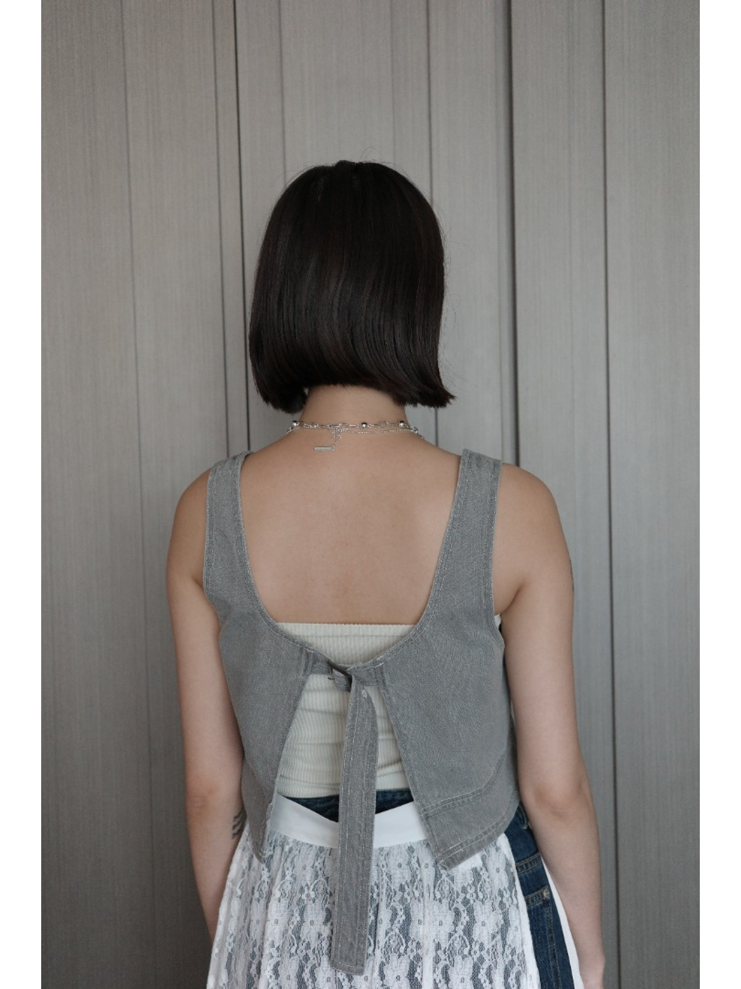 🇯🇵設計感丹寧馬甲背心/灰