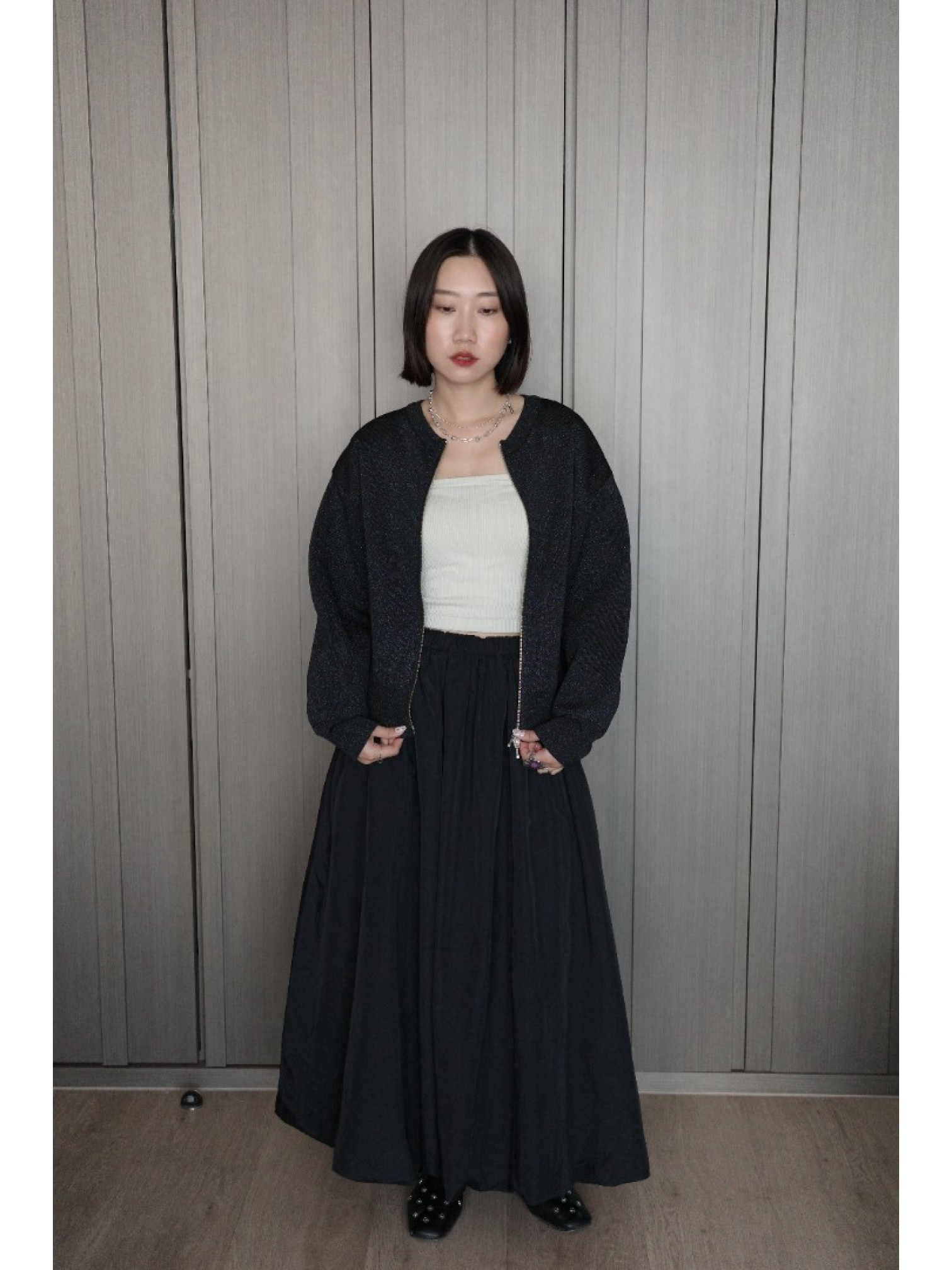 🇯🇵簡約閃粉雙拉鍊上衣/三色