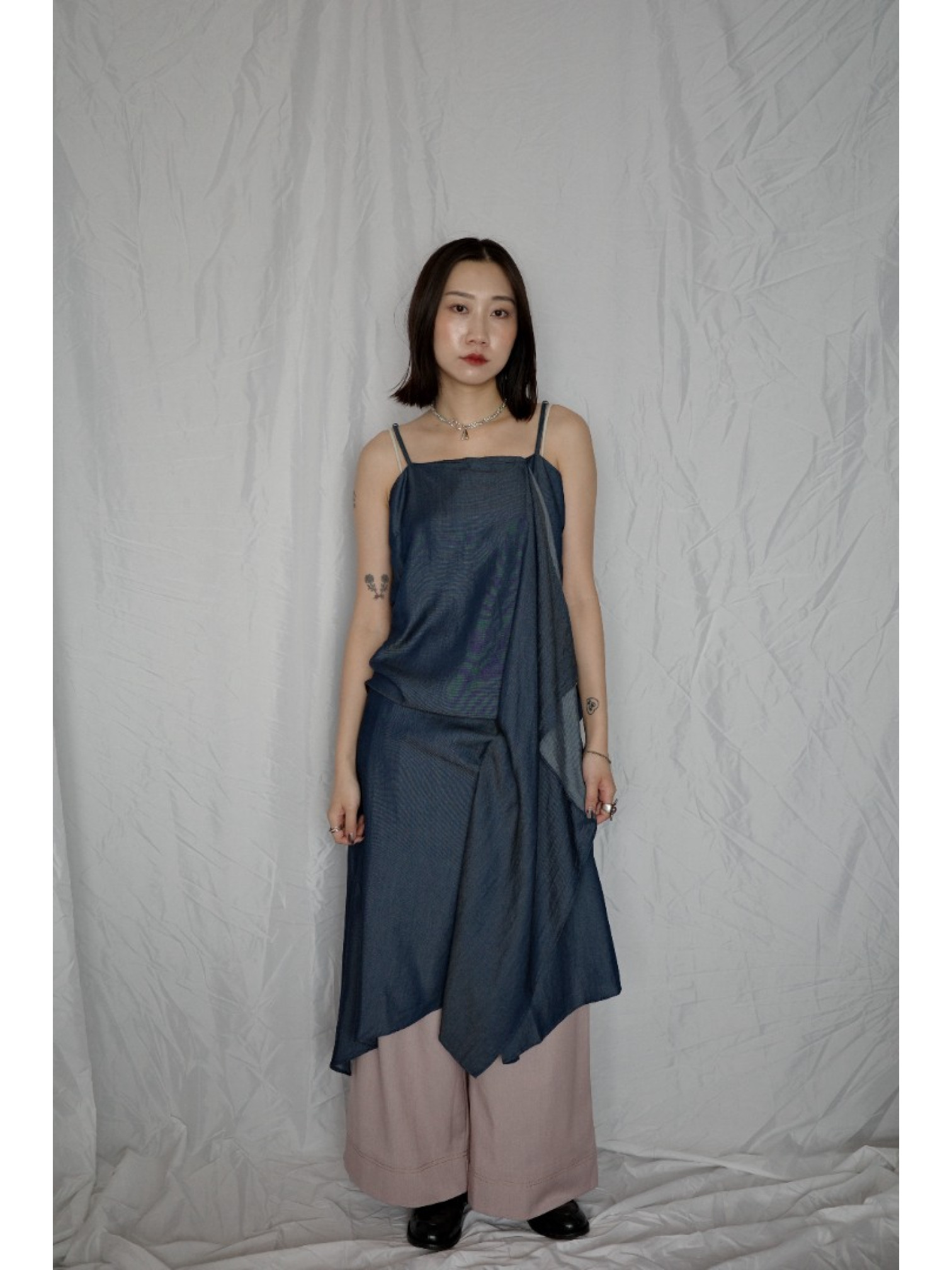 🇯🇵時髦感荷葉邊牛仔吊帶裙/S-L