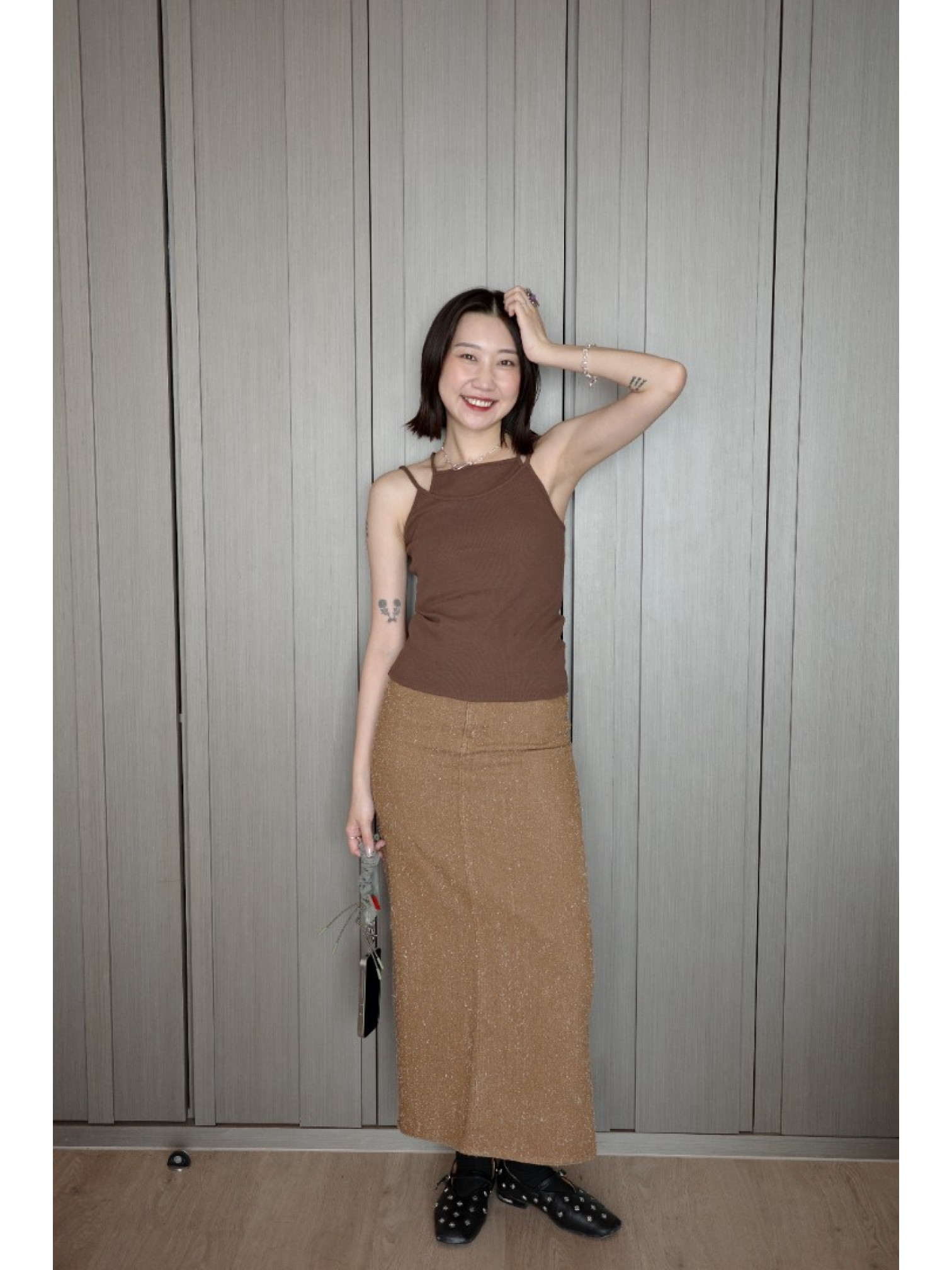 🇯🇵假兩件雙層細肩BRA TOP/兩色