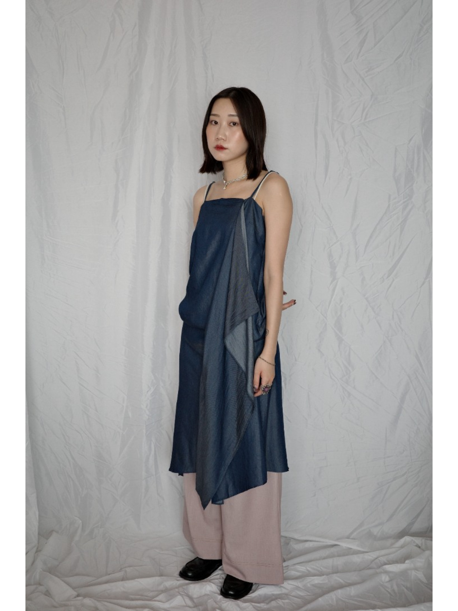 🇯🇵時髦感荷葉邊牛仔吊帶裙/S-L