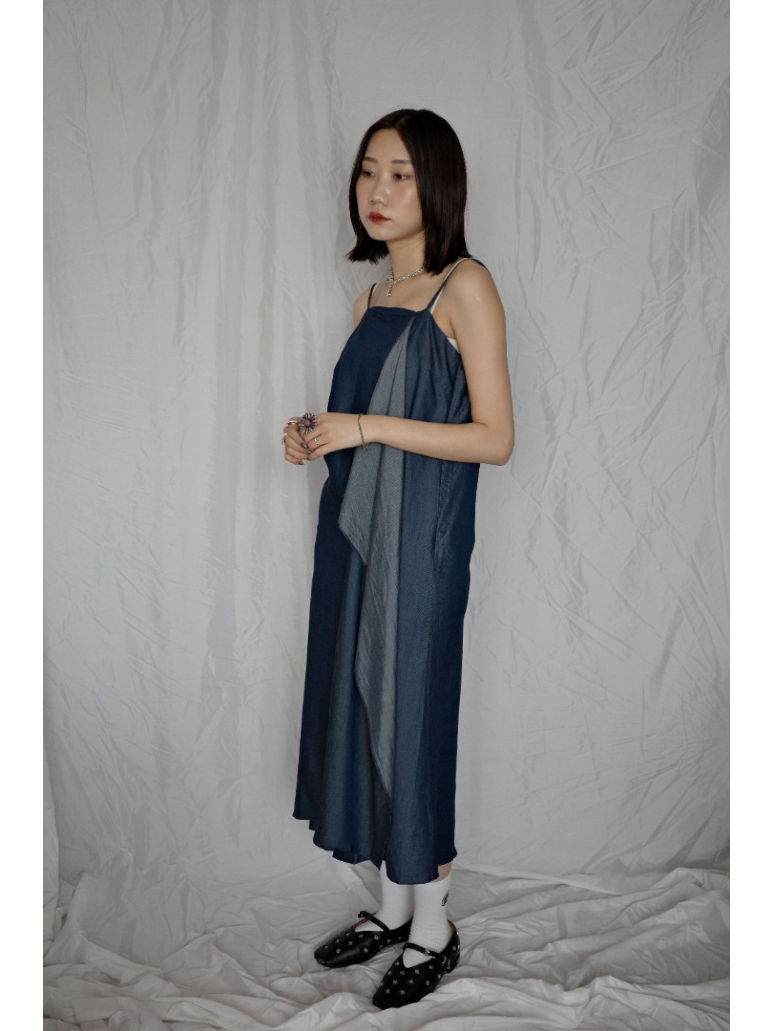 🇯🇵時髦感荷葉邊牛仔吊帶裙/S-L