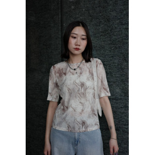 🇯🇵超舒適の渲染印花透透上衣/咖