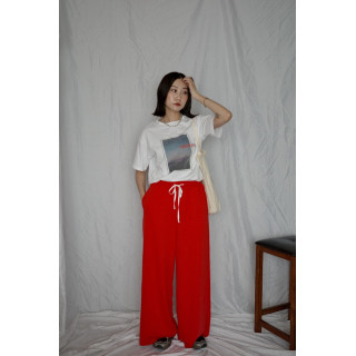 🇯🇵薄紗日落印花短T/白