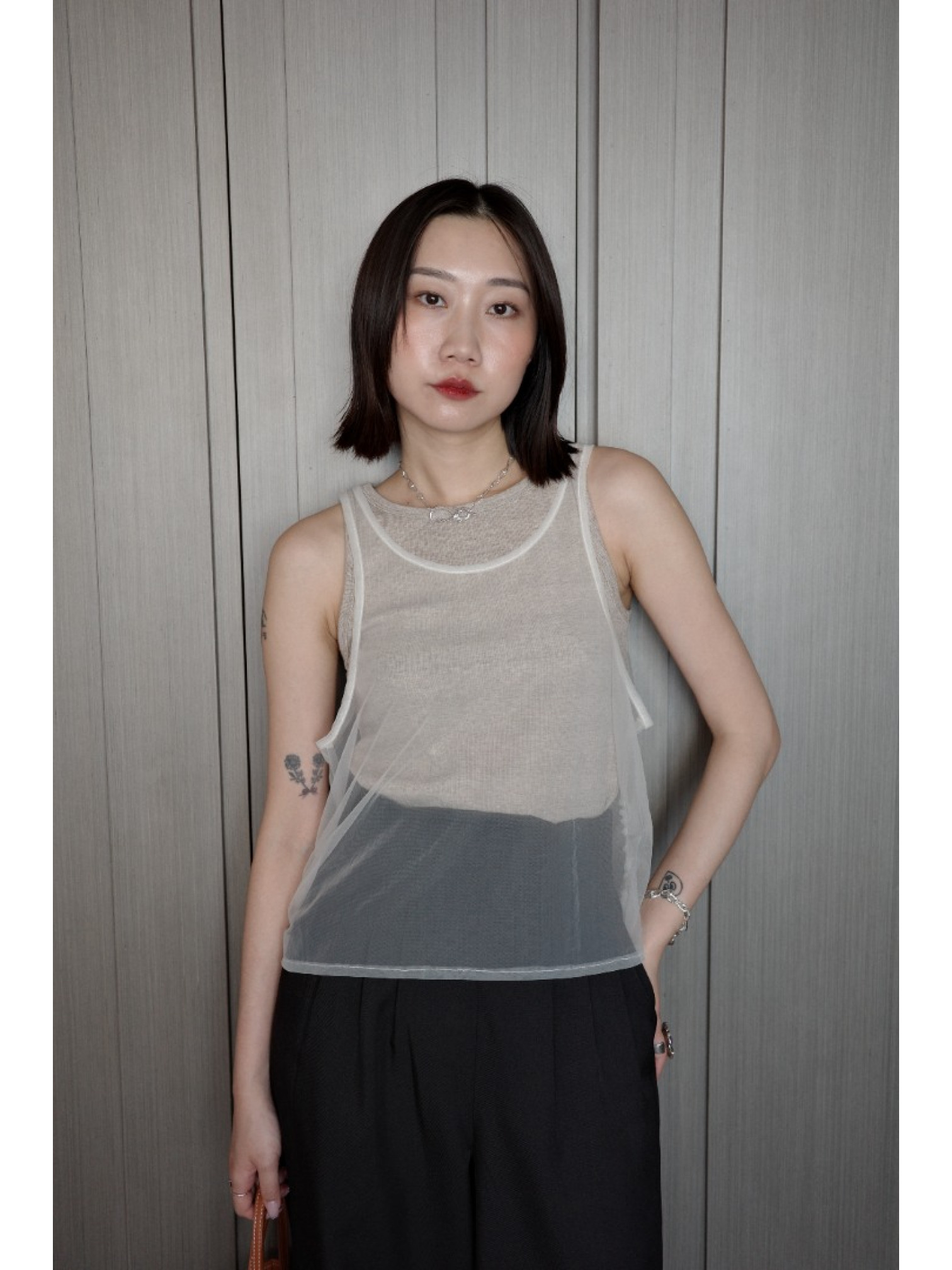 🇯🇵薄紗分層羅紋背心/三色