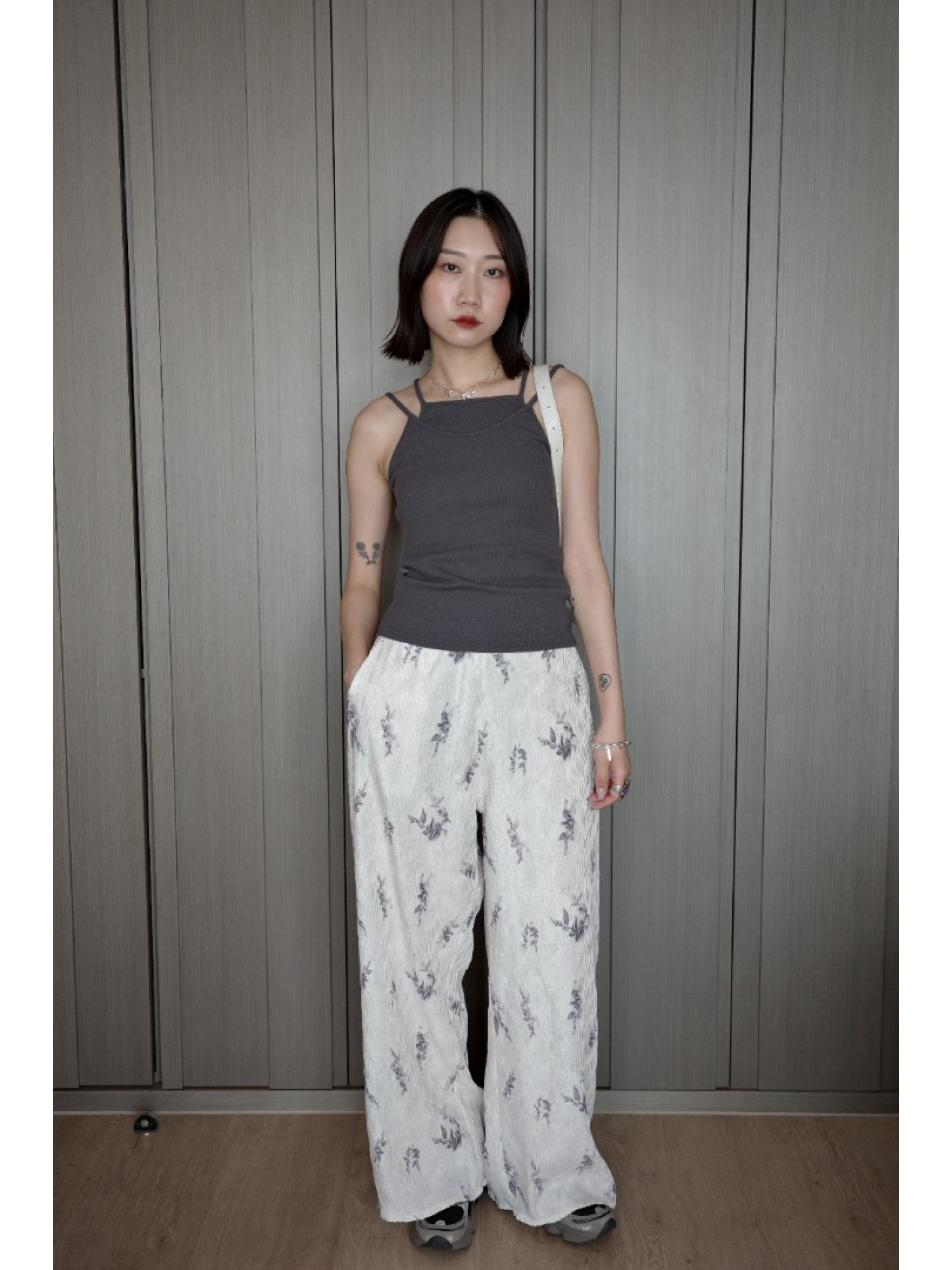 🇯🇵立體紋理植物印花長褲/M