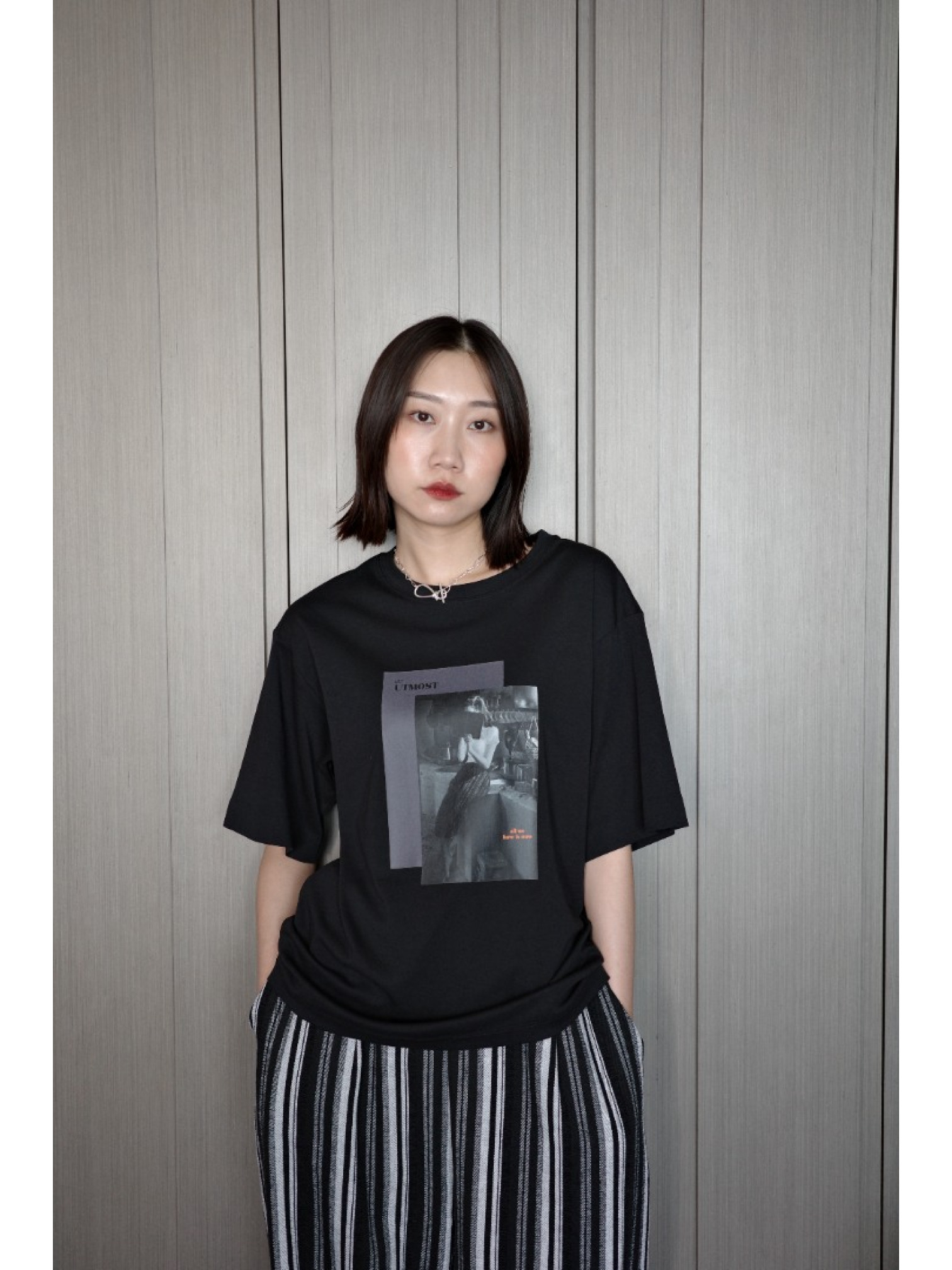 🇯🇵落肩相片印花短T/白