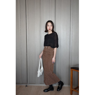 🇯🇵復古感絨毛直筒半身裙/深棕S