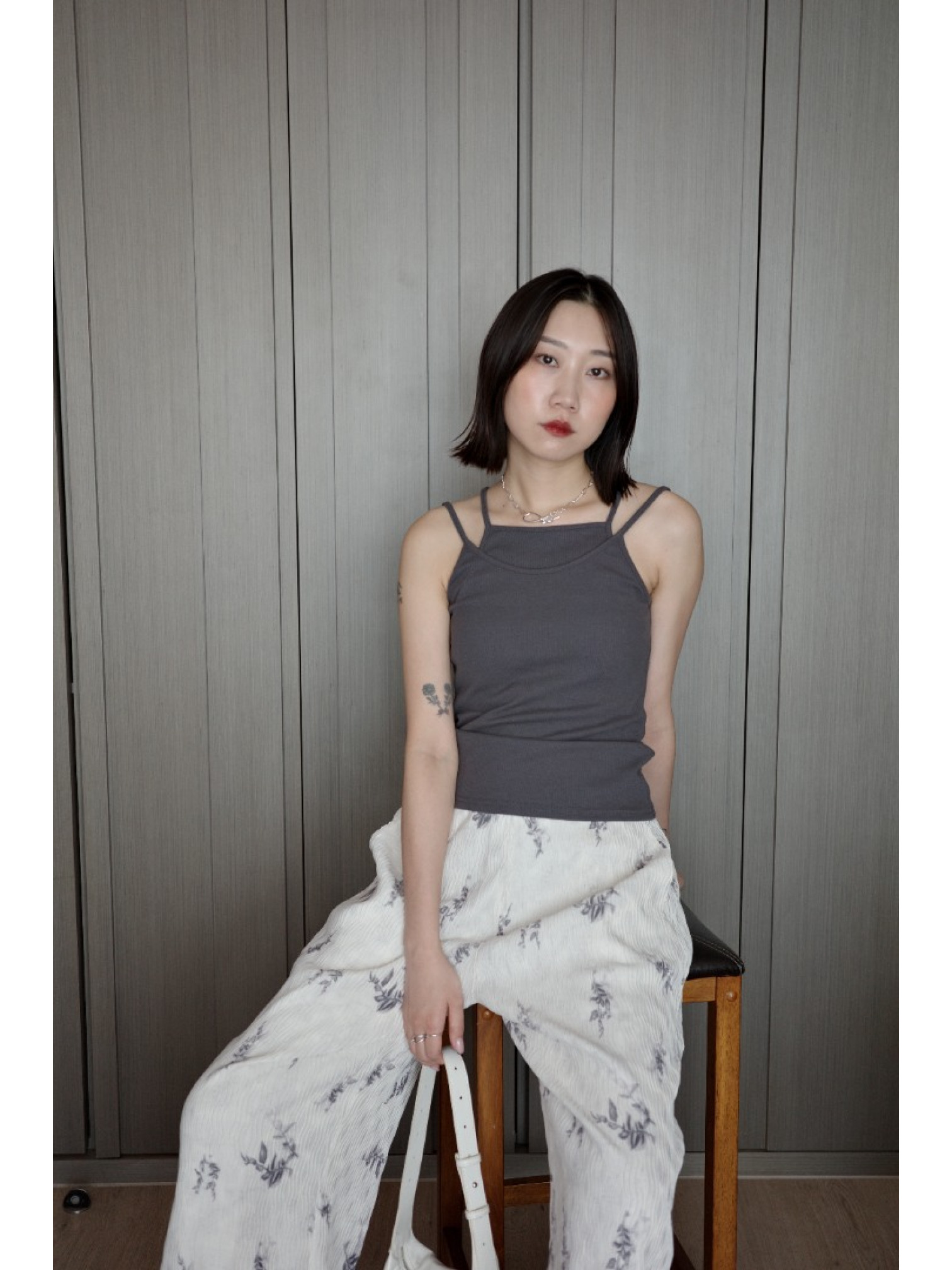 🇯🇵假兩件雙層細肩BRA TOP/兩色