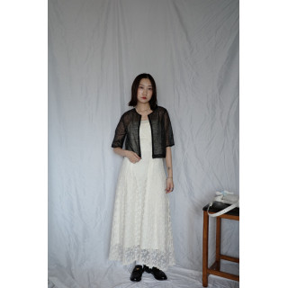 🇯🇵質感刺繡鉤式上衣/黑