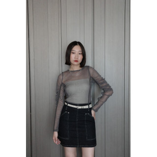 🇯🇵亮線薄紗泡泡袖透膚上衣/三色