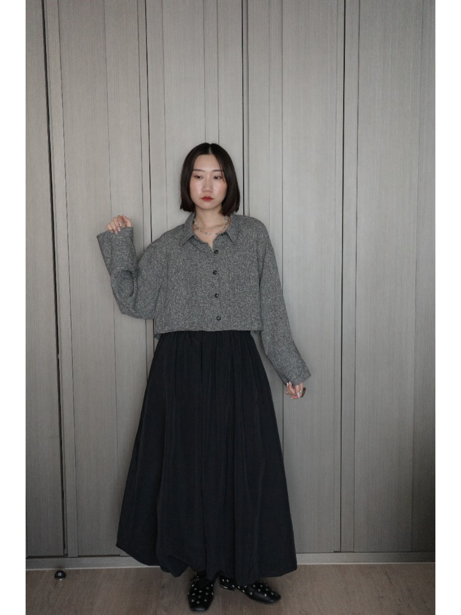 🇯🇵舒適尼龍氣球半身裙/黑