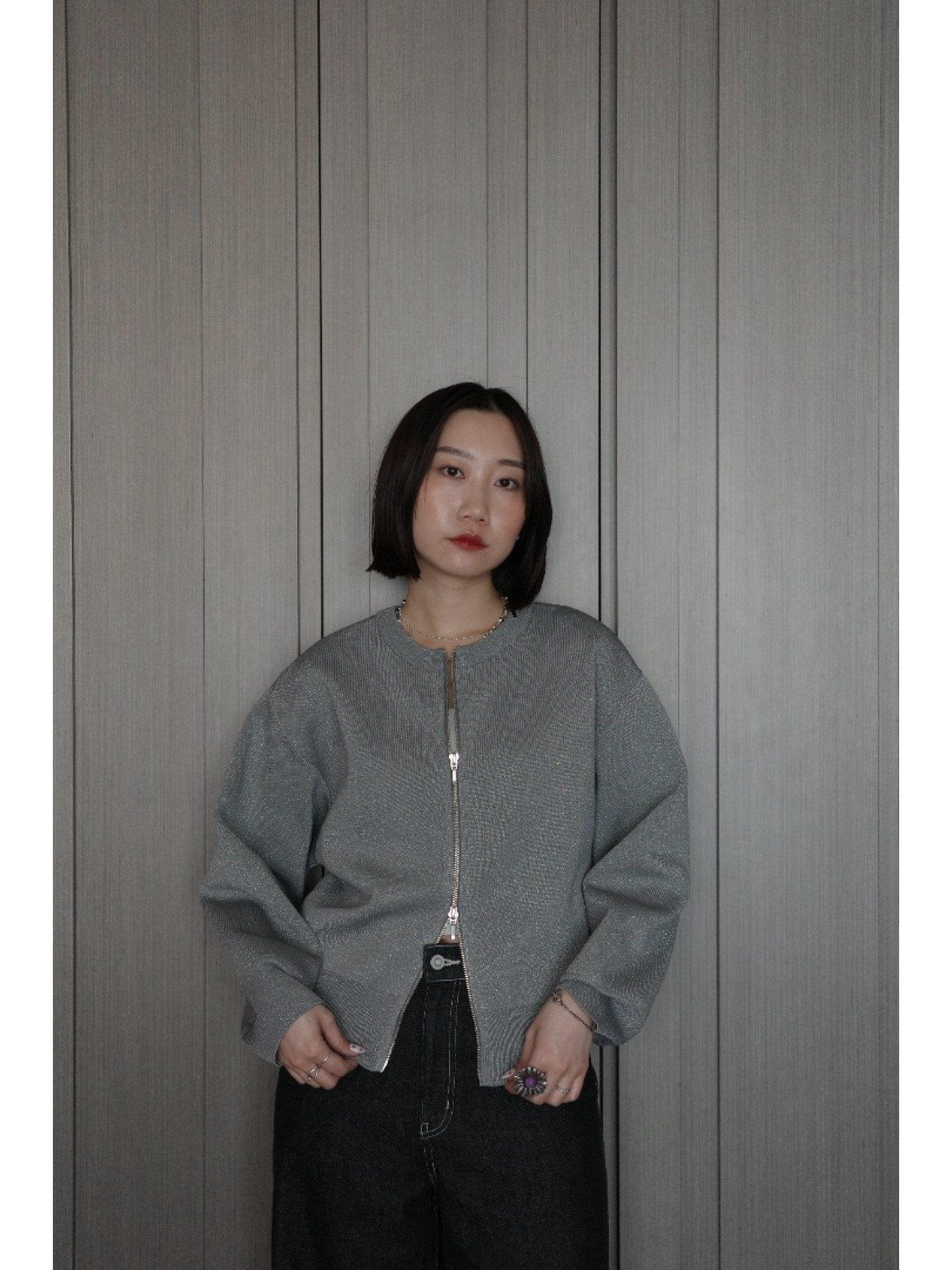 🇯🇵簡約閃粉雙拉鍊上衣/三色