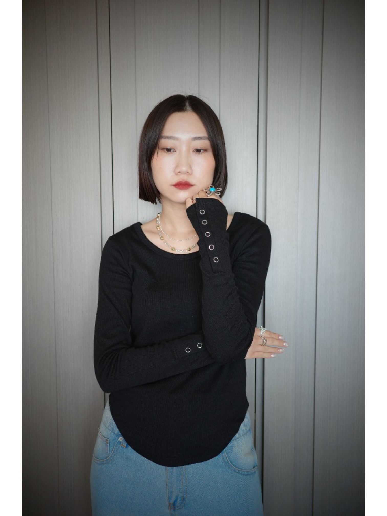 🇯🇵銀扣羅紋上衣/三色