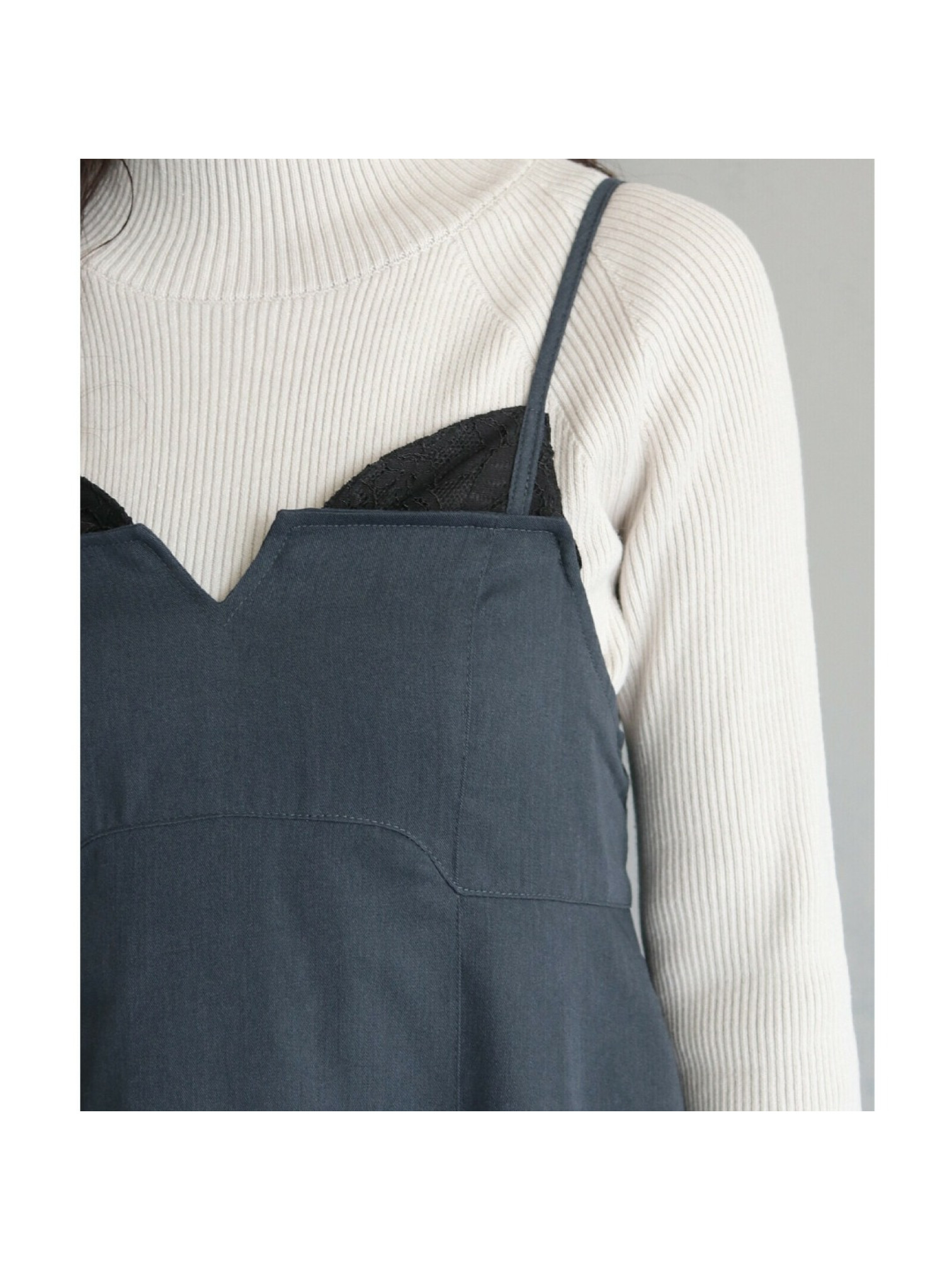 🇯🇵大人感蕾絲拼接吊帶洋裝/灰