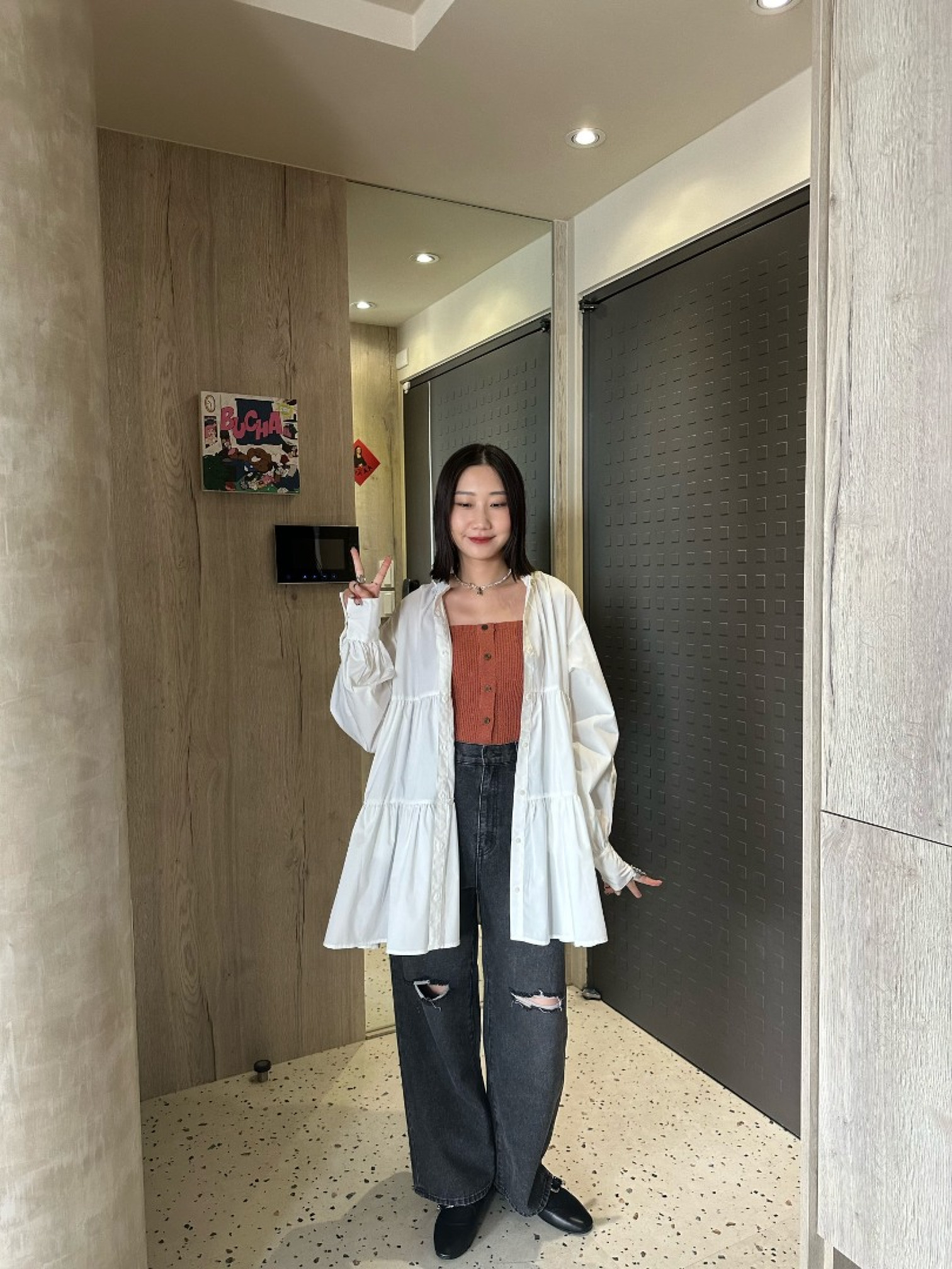 🇯🇵中山領蛋糕裙襯衫/白