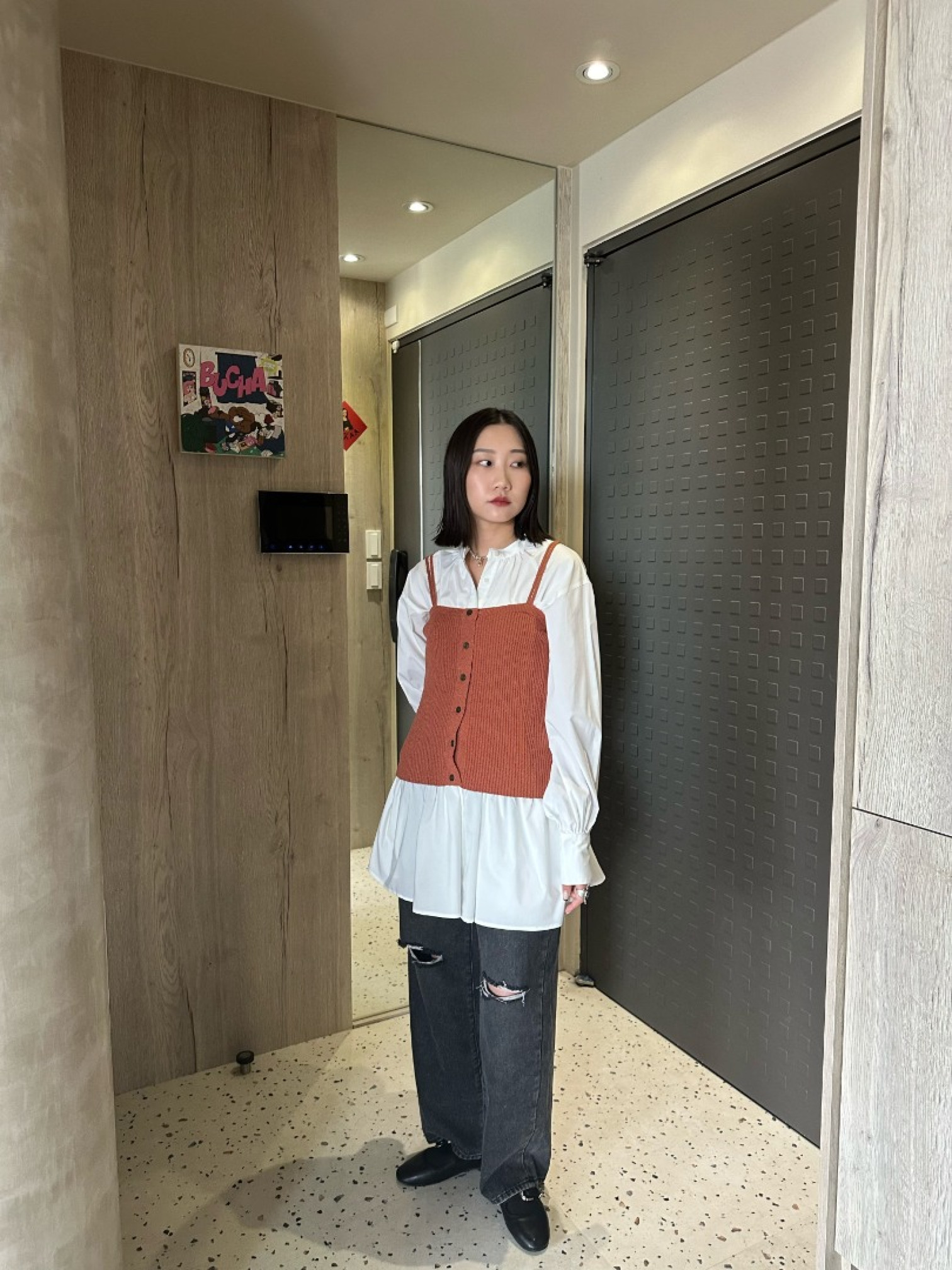 🇯🇵中山領蛋糕裙襯衫/白