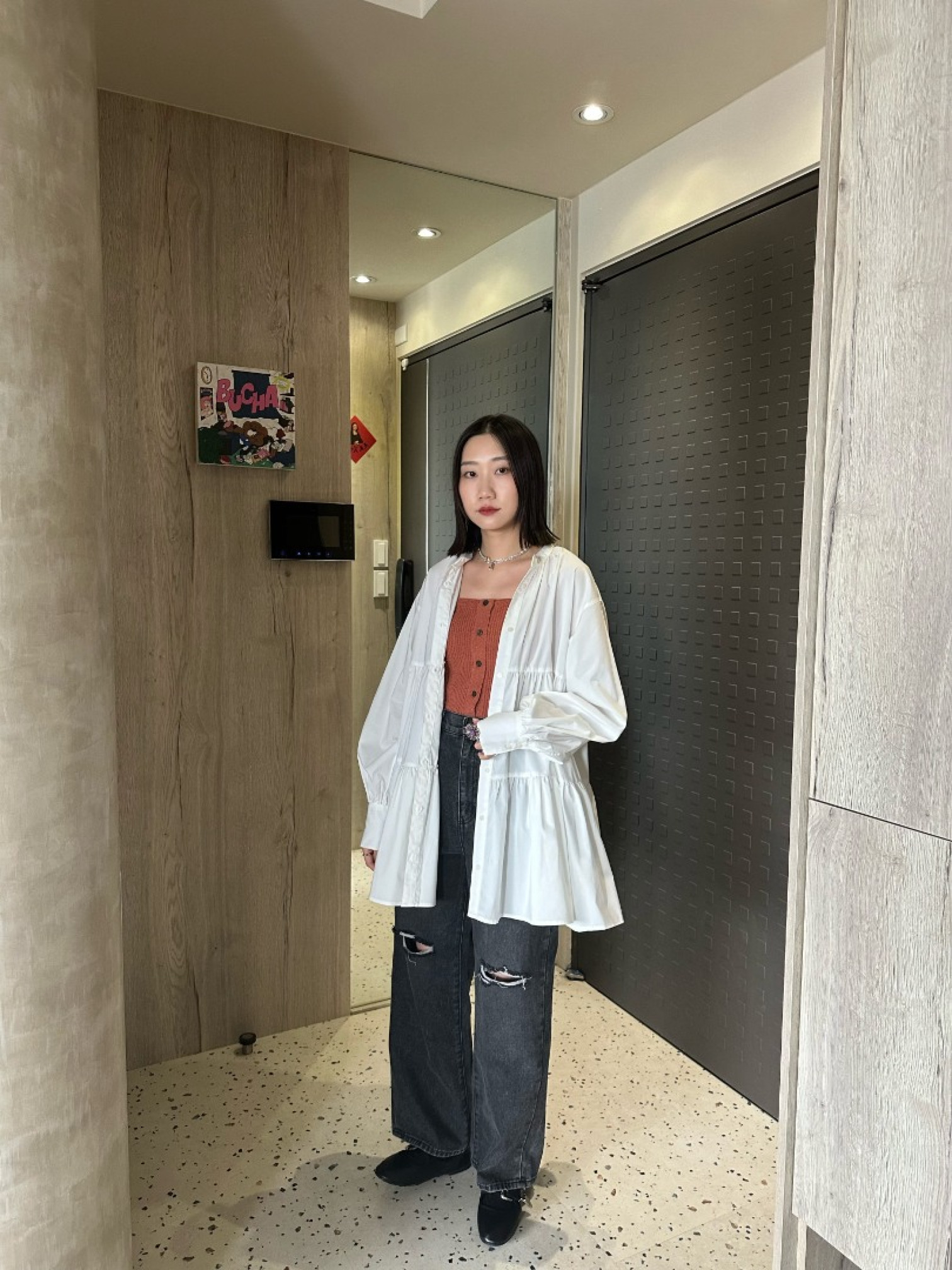 🇯🇵中山領蛋糕裙襯衫/白