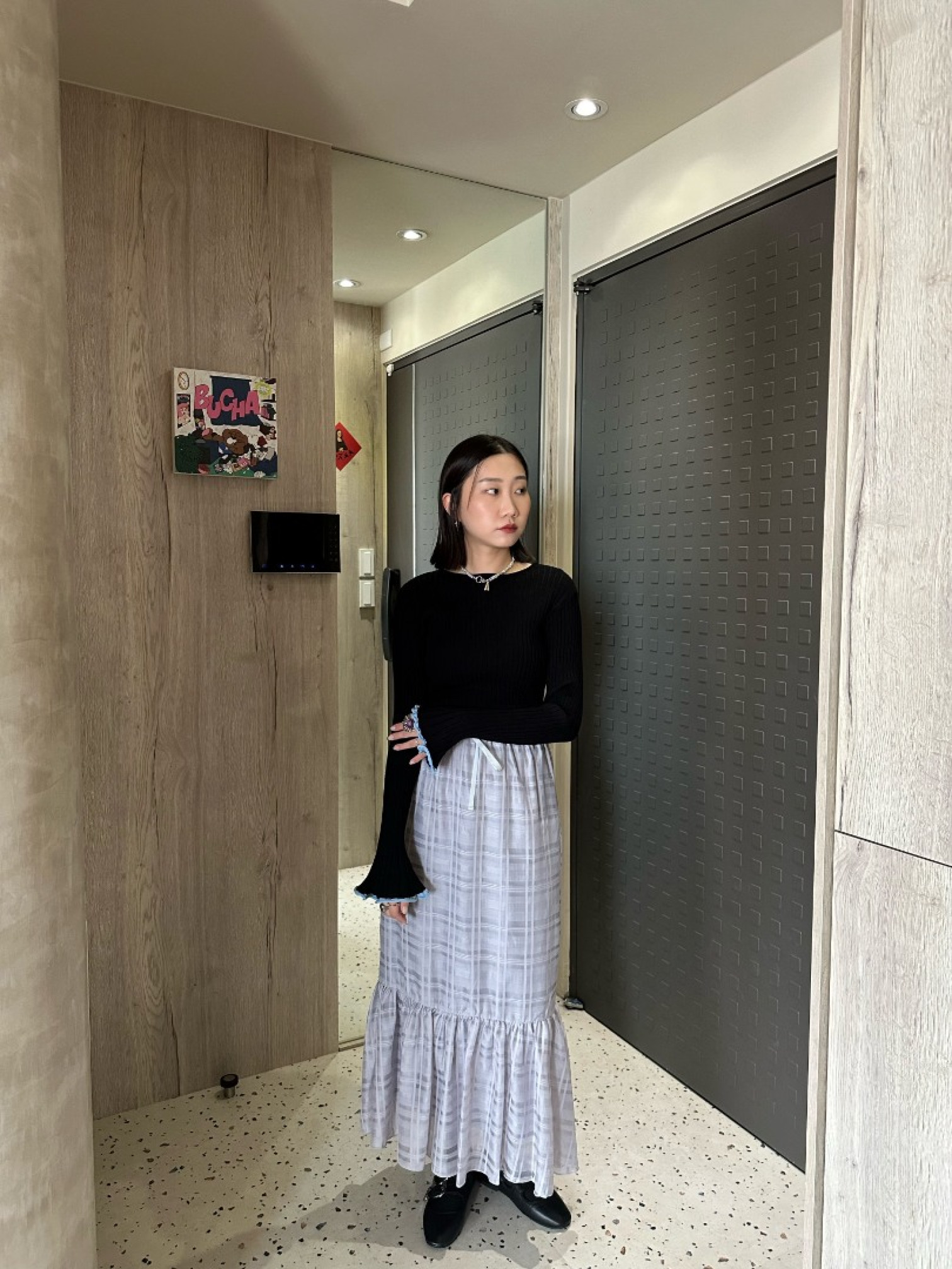 🇯🇵卡哇伊薄紗格紋魚尾裙/紫