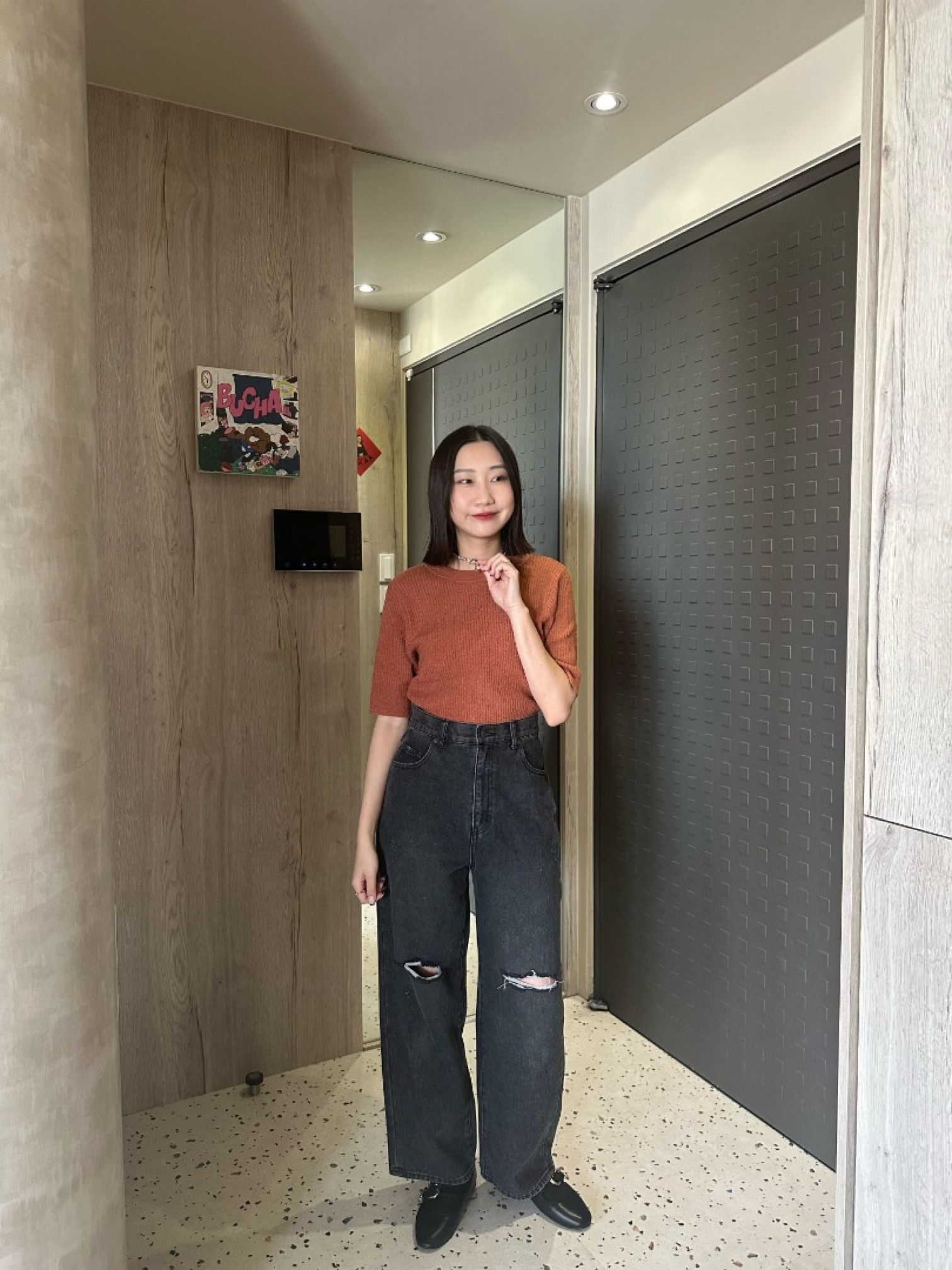 🇯🇵滾邊撞色針織衫/磚紅&咖啡