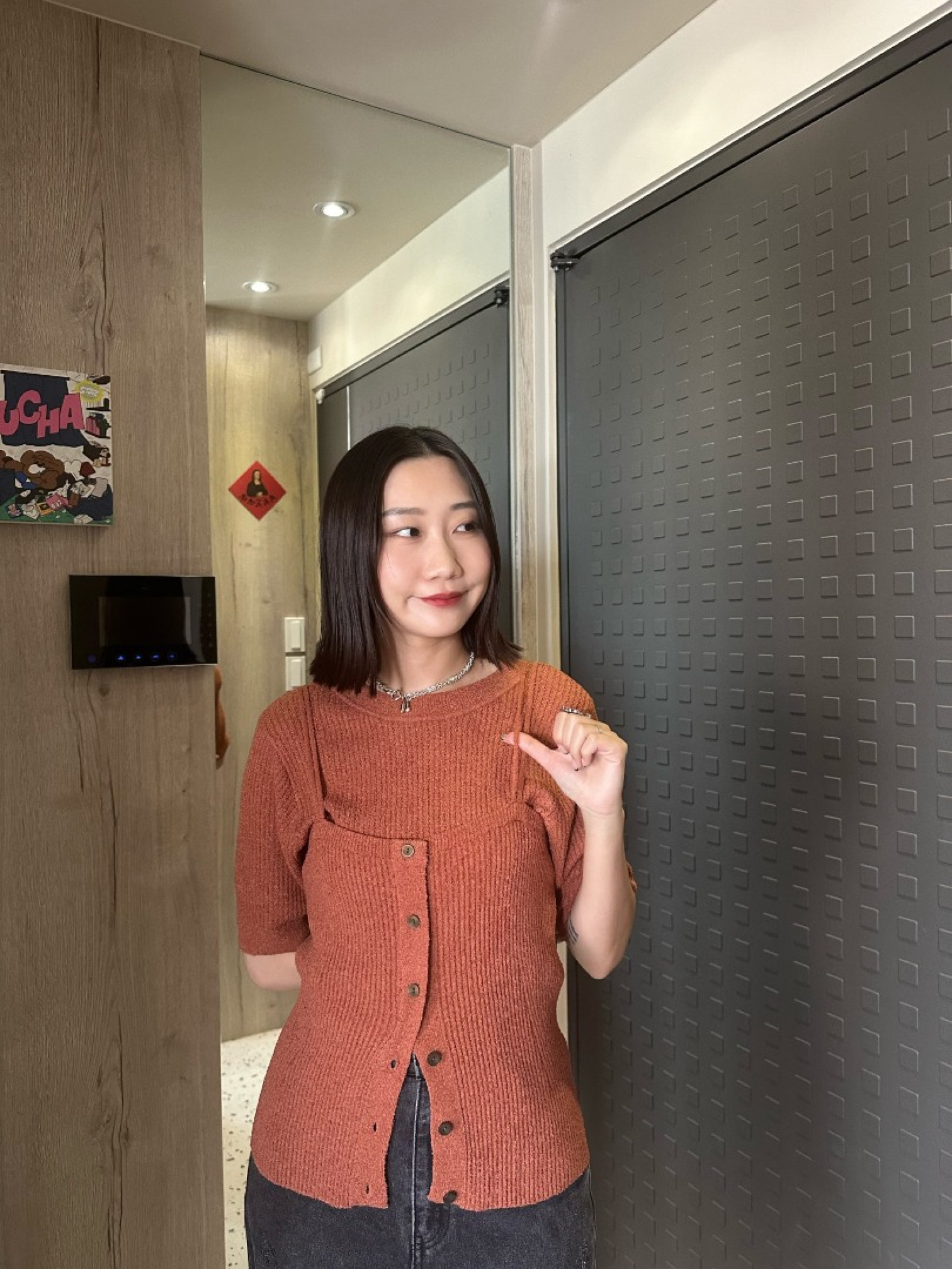 🇯🇵花圈毛呢吊帶背心/磚紅&咖啡