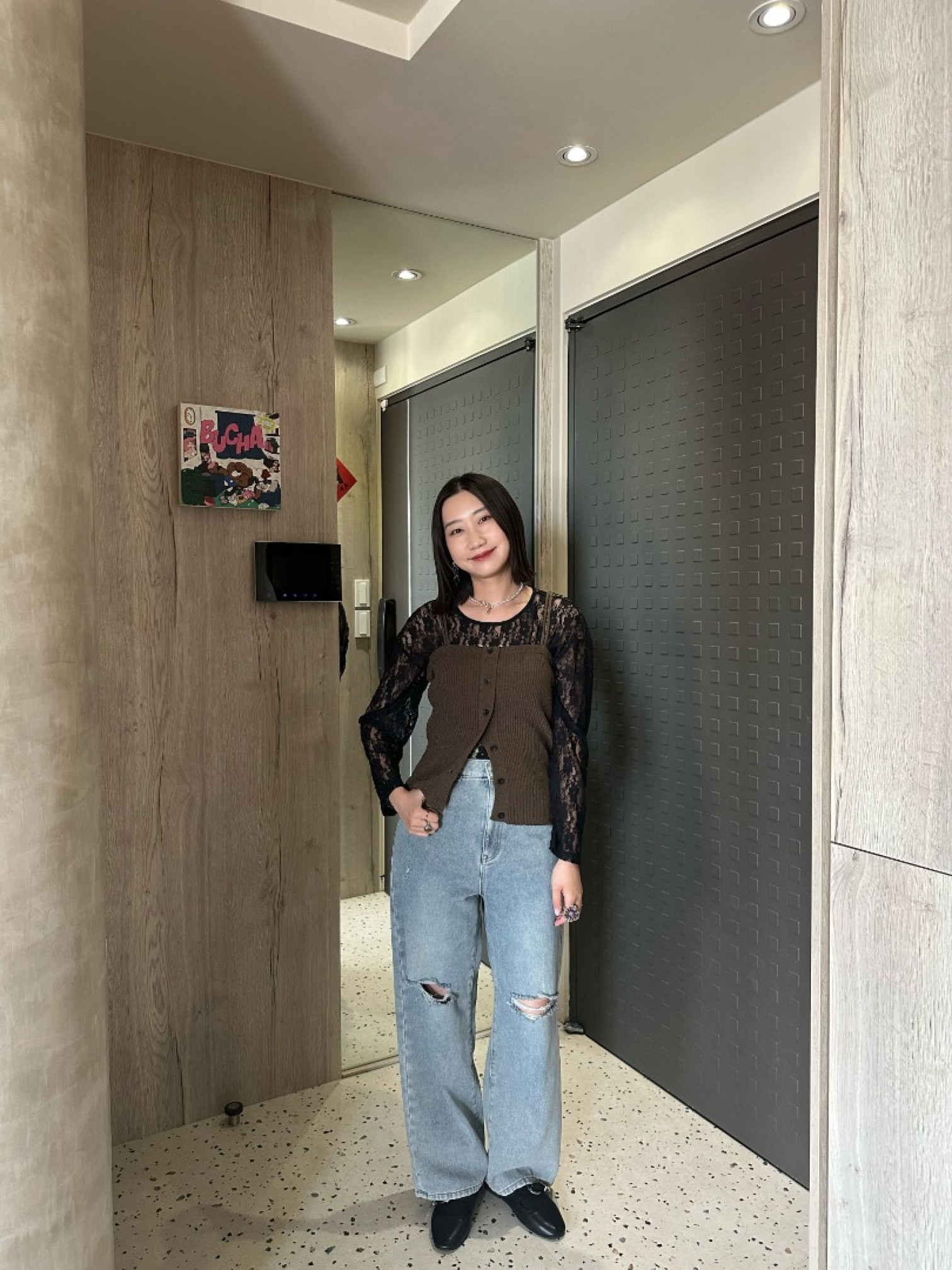 🇯🇵花圈毛呢吊帶背心/磚紅&咖啡