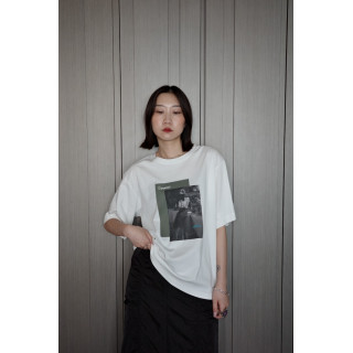 🇯🇵落肩相片印花短T/白