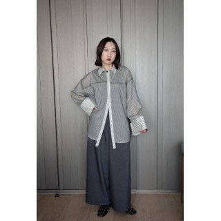 🇯🇵透感條紋襯衫/白x黑