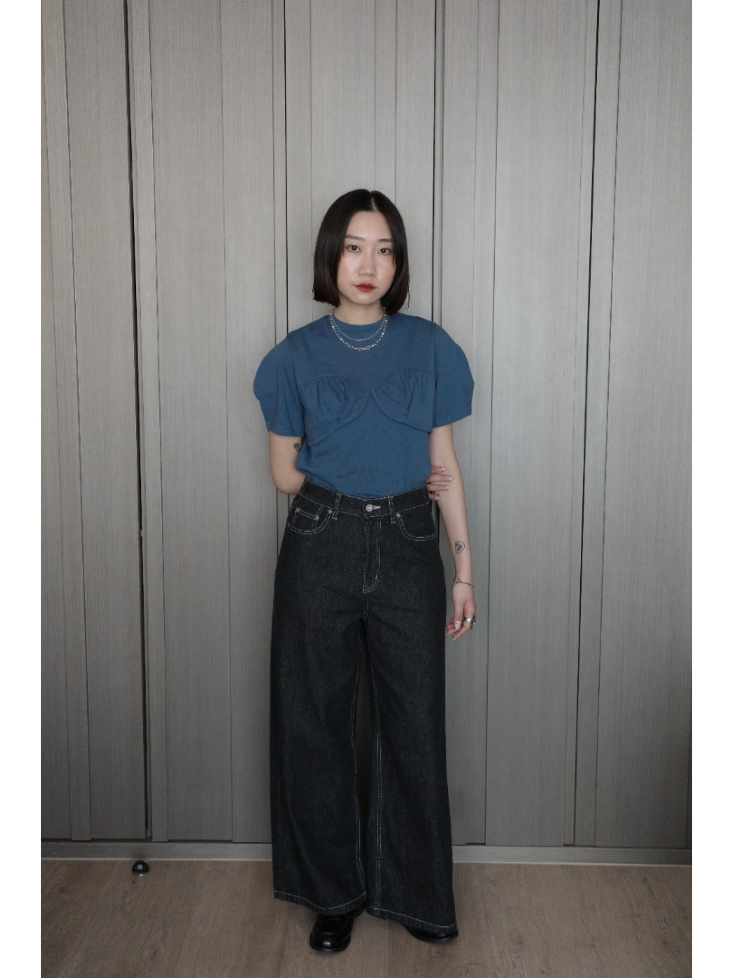 🇯🇵經典款縫線丹寧寬褲/兩色