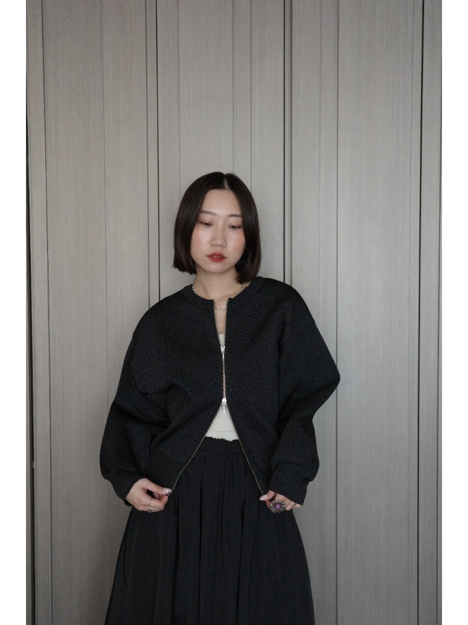 🇯🇵簡約閃粉雙拉鍊上衣/三色